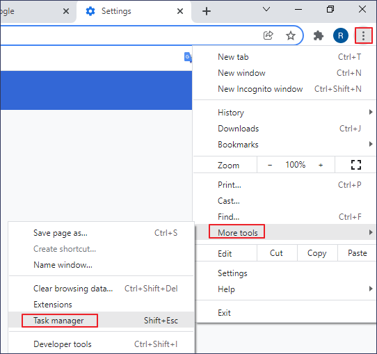 gestor de tareas de chrome