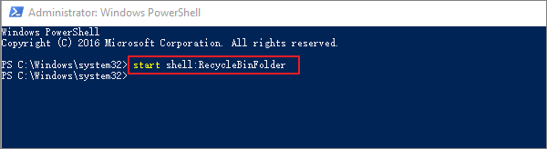abrir la papelera de reciclaje con powershell