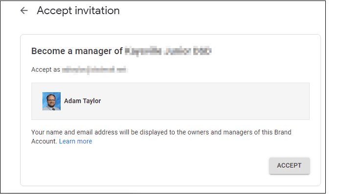 Selecciona aceptar en la página de aceptar invitación