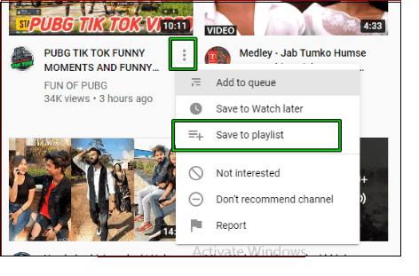 En el icono de tres puntos, elige guardar en lista de reproducción