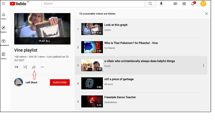 pulsa el botón compartir