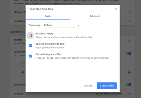 haz clic en borrar historial