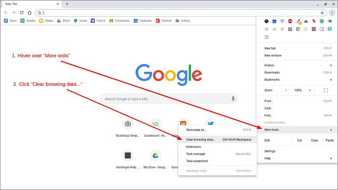 Haz clic en datos de navegación en la opción más herramientas