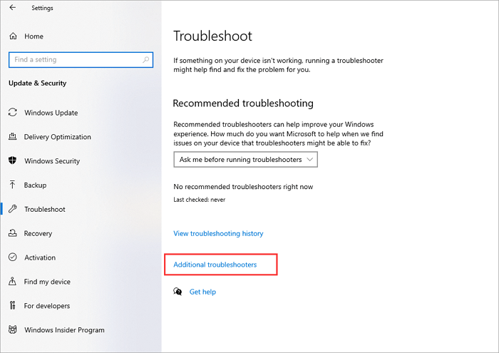 Solucionadores de problemas adicionales Windows