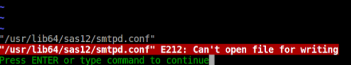 no se puede abrir el archivo para escribir en Vim