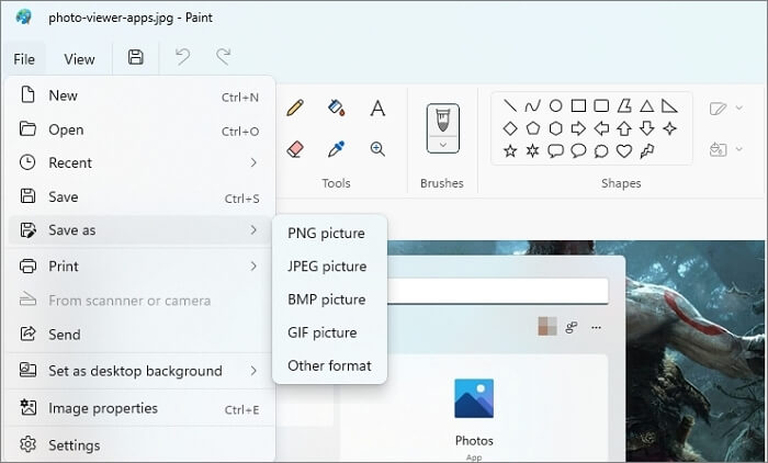 cambiar el formato de la foto