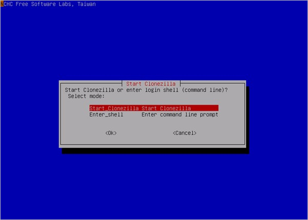 interfaz del software clonezilla