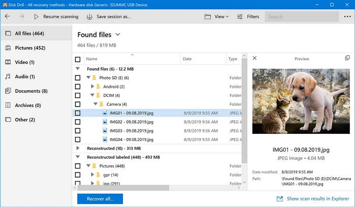 taladro de disco recuperar datos interfaz de usuario