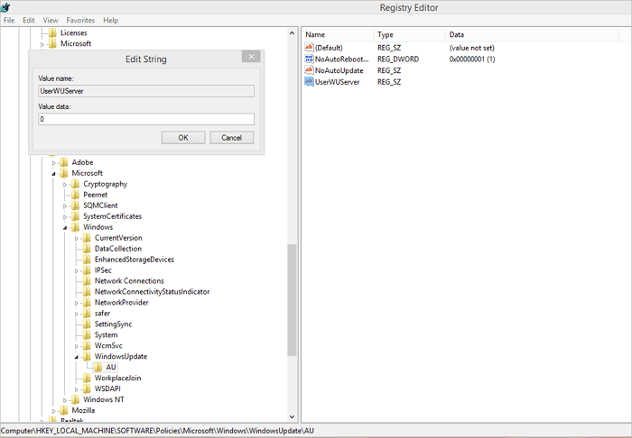 solucionar el código de error 0x800f0954 - Anular el Servidor WSUS 2
