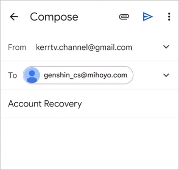 envía un correo electrónico a miHoYo para recuperar la cuenta de Genshin Impact