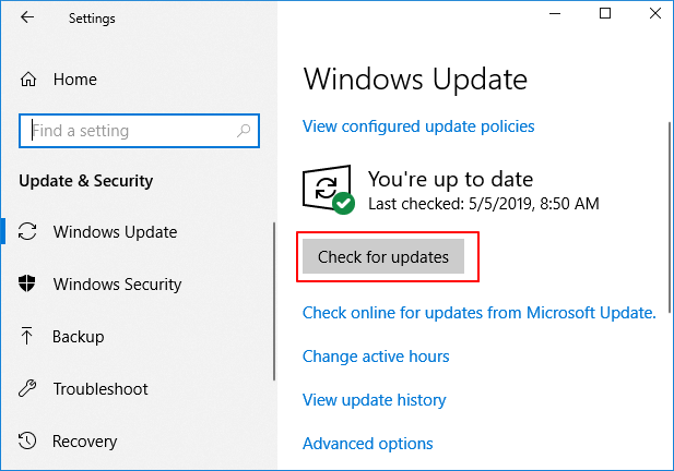 comprobar windows update