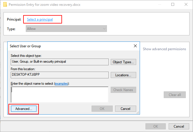 configurado para obtener permiso para Word
