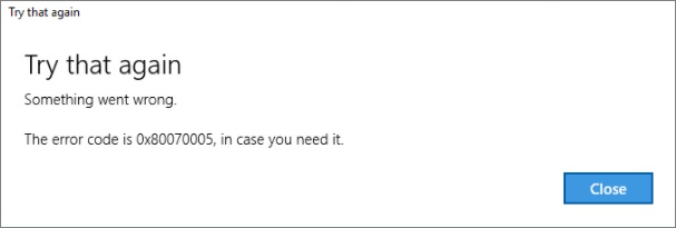 error 0x80070005 de microsoft store