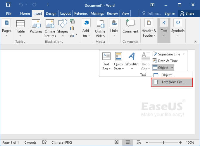 inserta el archivo dañado en un documento nuevo para arreglar un archivo word dañado