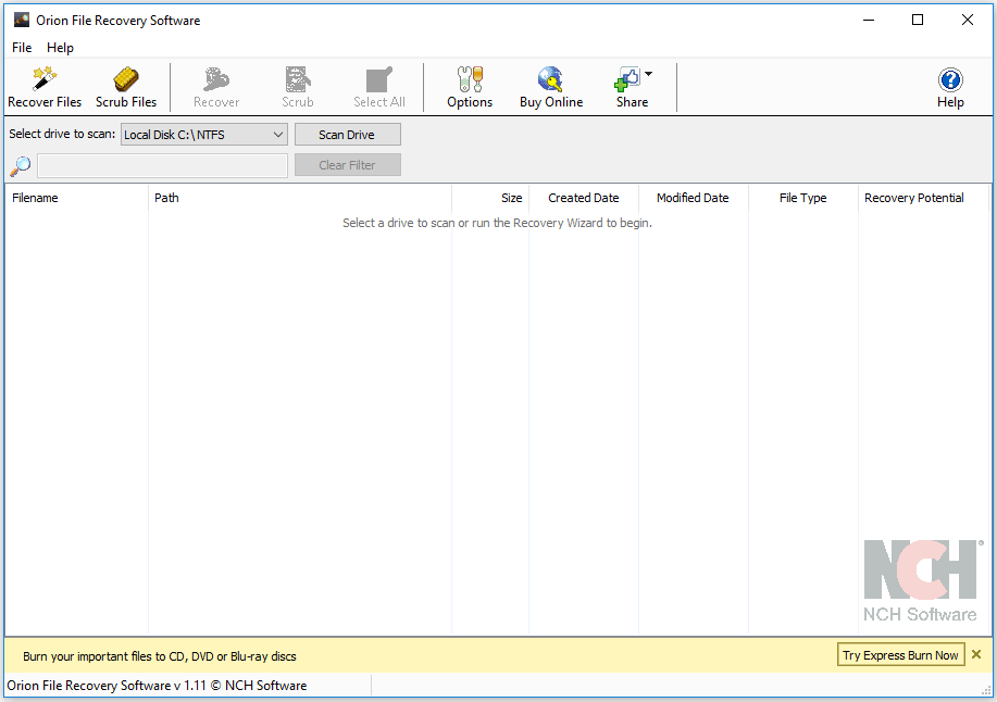software de recuperación de archivos de orion