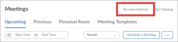 Buscar reuniones eliminadas