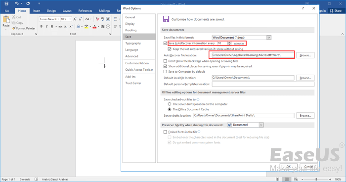 cómo recuperar un documento Word no guardado con autorrecuperación - 1