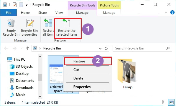 recuperar datos del disco duro de la papelera de reciclaje en Windows 10