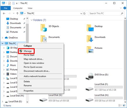 selecciona gestionar controlador