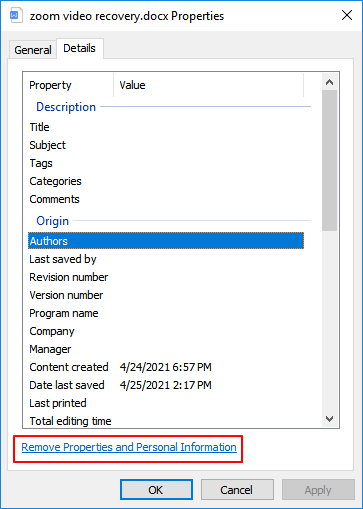 Eliminar Propiedades e información personal