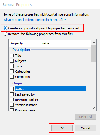 Selecciona copiar con todas las propiedades posibles eliminadas