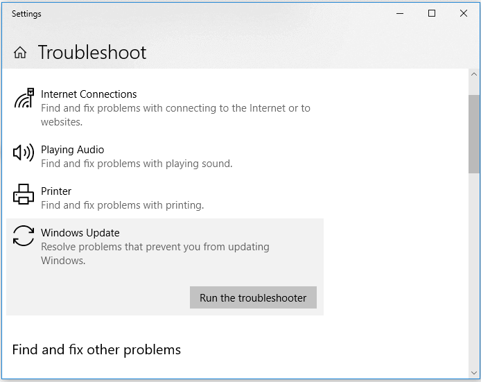 ejecutar el solucionador de problemas de windows update