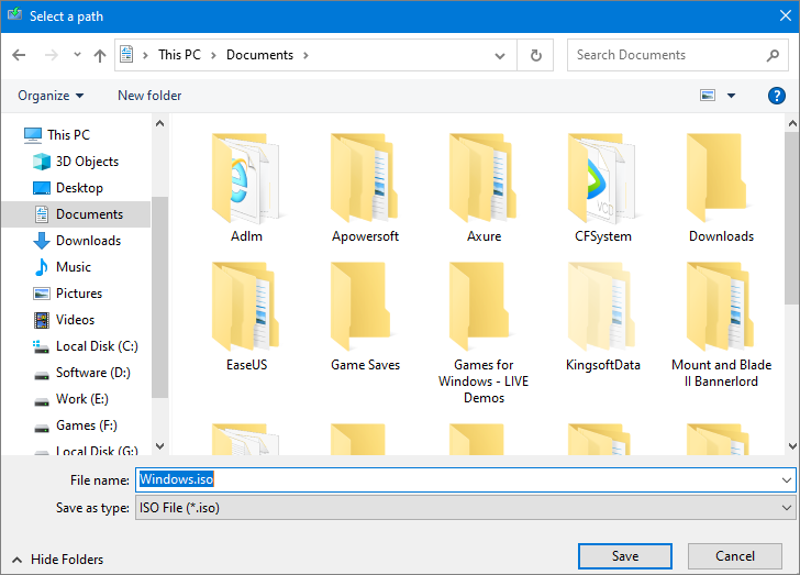 guardar la ISO en su PC