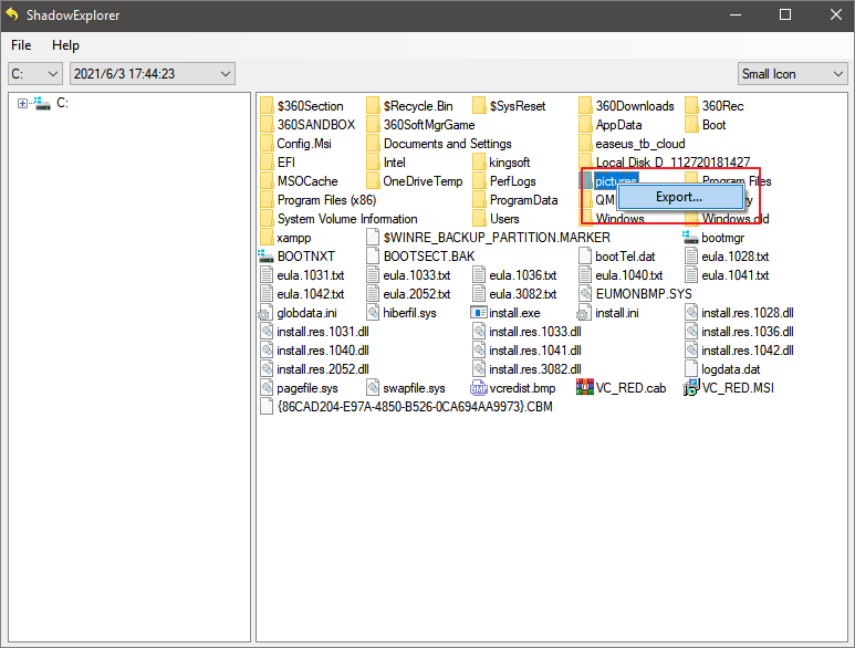 elegir los archivos a restaurar