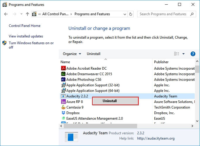 Desinstala programas o actualiza programas que hayan causado el error de ejecución del archivo Word 53