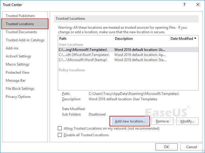 Navega para elegir una nueva ubicación