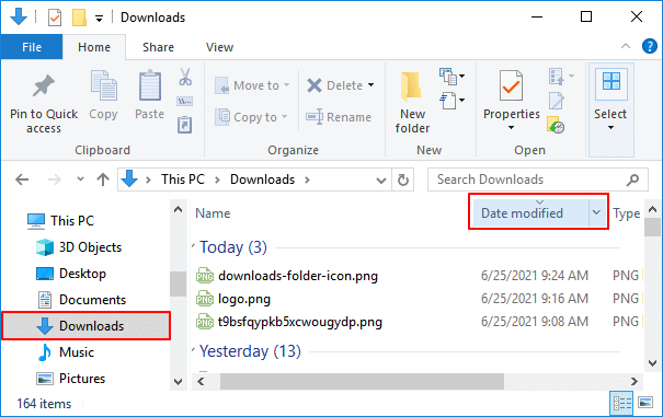 Comprueba los elementos descargados por fecha