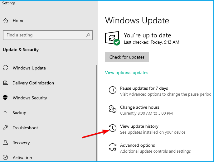 ver historial de actualizaciones