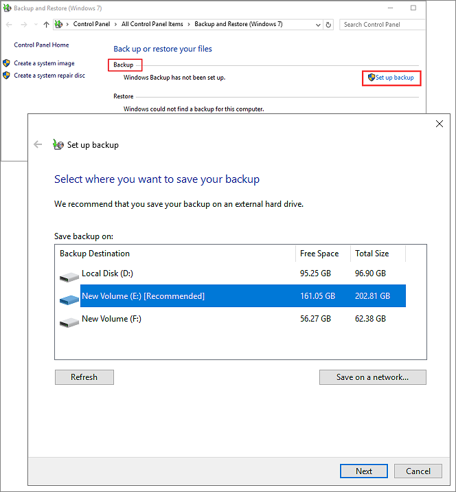 selecciona un disco duro para hacer la copia de seguridad