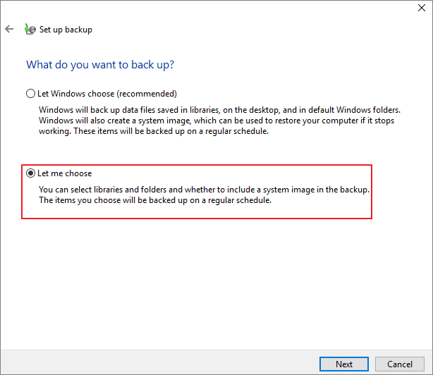 elige el archivo del que quieres hacer una copia de seguridad