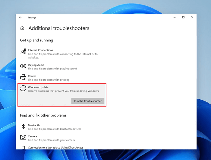 ejecutar el Solucionador de problemas de Windows Update en Windows 11 - 3
