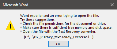 Word ha experimentado un error