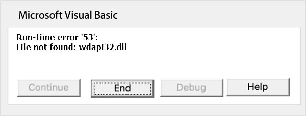 Word Error de tiempo de ejecución 53
