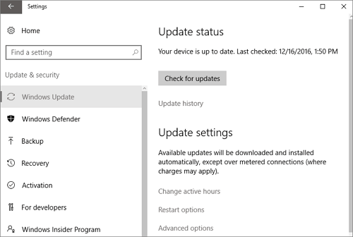 Comprobar la actualización de Windows