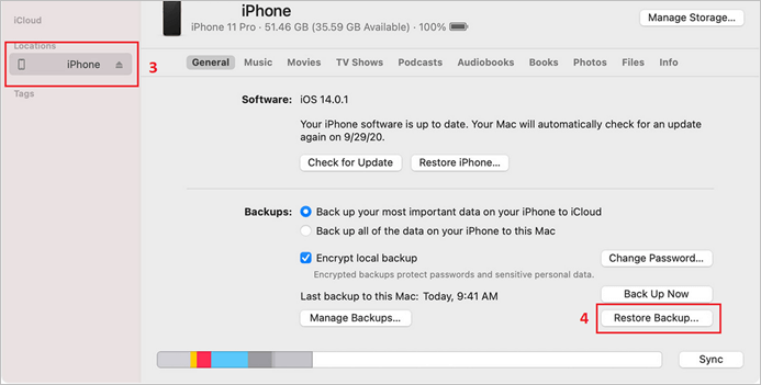 Restaurar desde una copia de seguridad