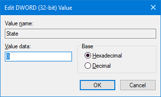 Cambie los datos de valor para restaurar el perfil de usuario perdido.