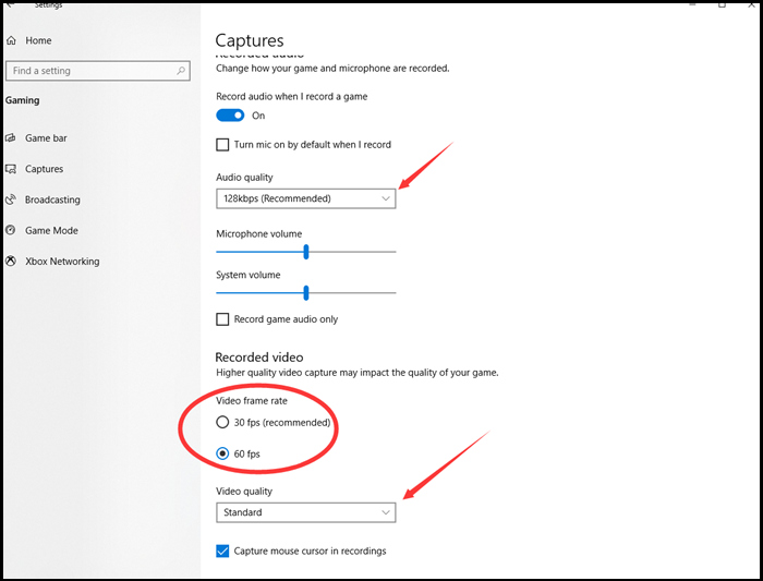 Ajustes para Reproductor de Windows Media de Xbox Game Bar