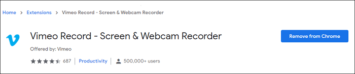 Extensión de Chrome - Vimeo Record