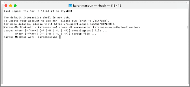 cambiar la propiedad del directorio