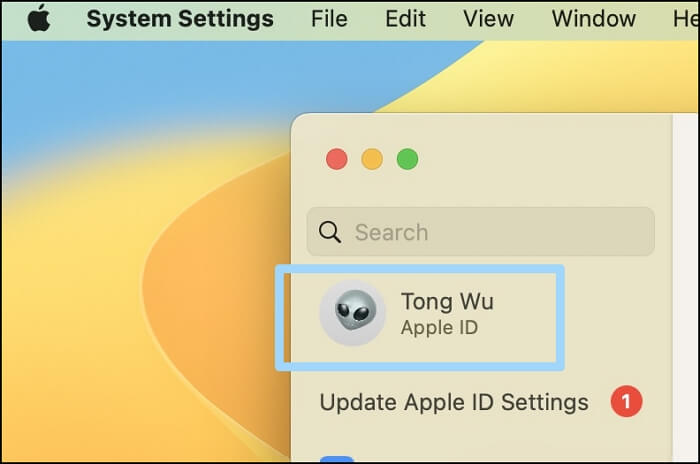 haz clic en ID de Apple