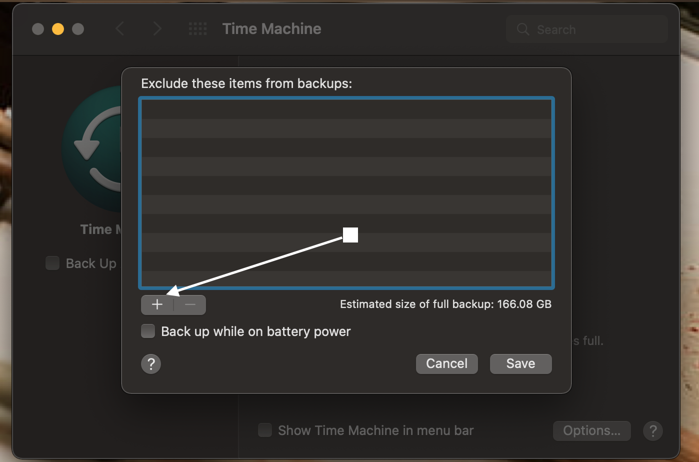 excluir para hacer una copia de seguridad