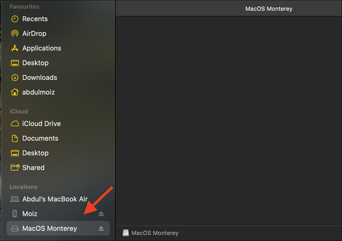 Seleccionar el archivo DMG en el menú