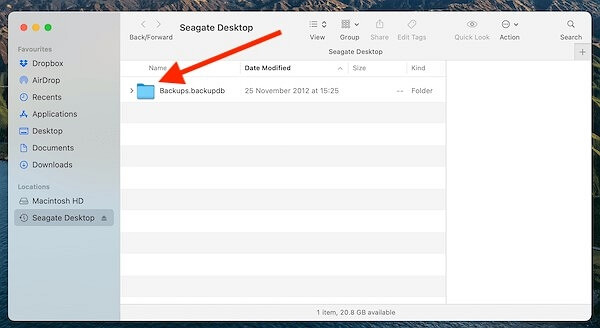 Haz clic en Archivo de la base de datos