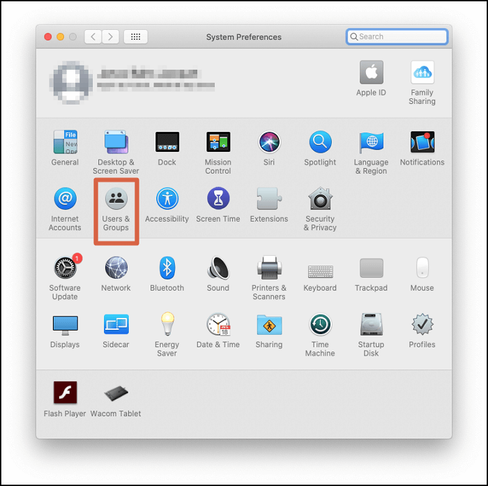 haz clic en Usuarios y Grupos