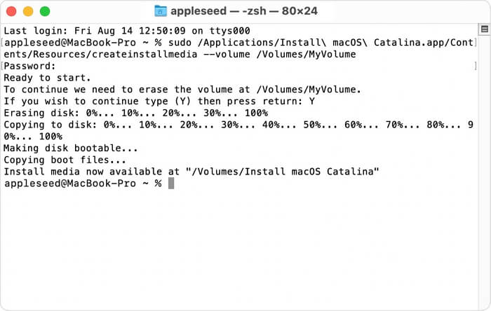 crear un instalador de arranque con Terminal