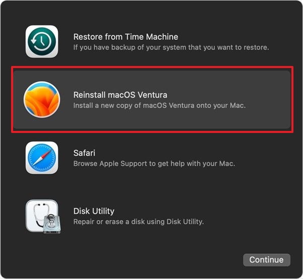 reinstalar macOS Ventura